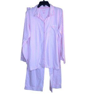 Victoria's Secret Striped Pajama Set Long Sleeve Pink Large with Long Inseam